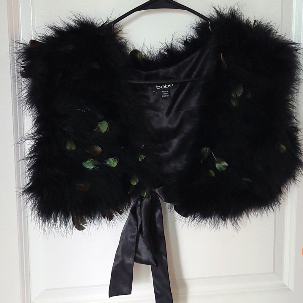 Bebe Faux Feather Bolero (shoulder wrap)